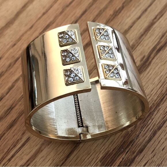 Victoria's Secret Jewelry - Victoria’s Secret | Pyramid Hinge Cuff Bracelet | Gold Tone